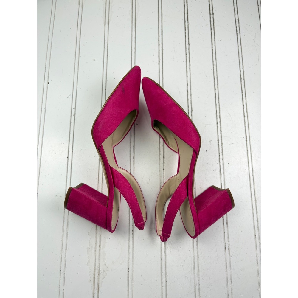 Marc Fisher Pink Suede Slingback Block Heels Dress Pumps Women's Size 7 - Picture 8 of 9